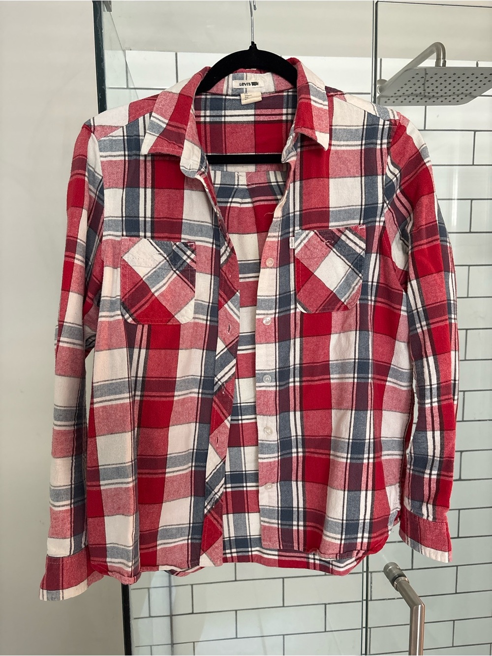 Levi's Red, White & Blue Plaid Button-Down Shirt size M